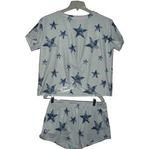 Stars Pajamas Womens Size Large T-shirt & Shorts sleep Blue Star pj's pajama
